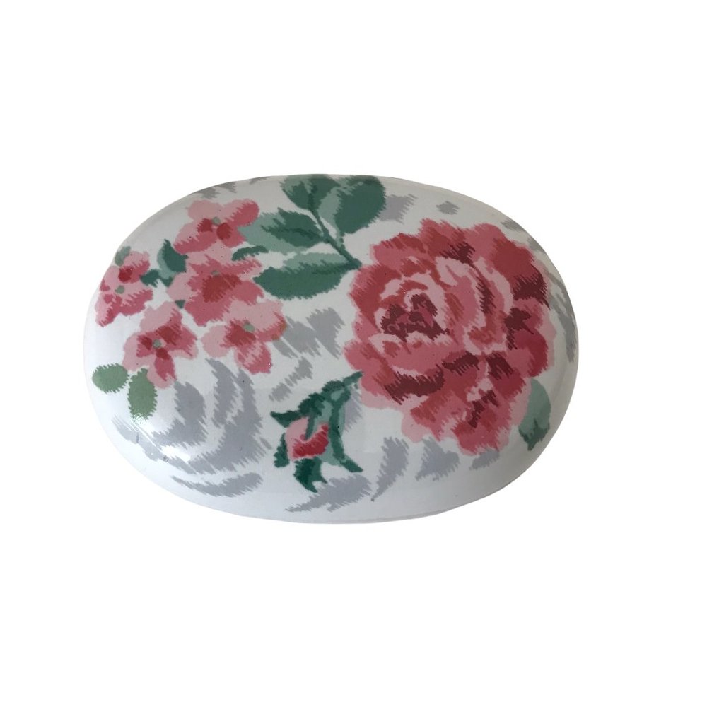 Kimiko Ikeda Japan Otagiri Miniature Porcelain Oval Trinket Box Victorian Rose